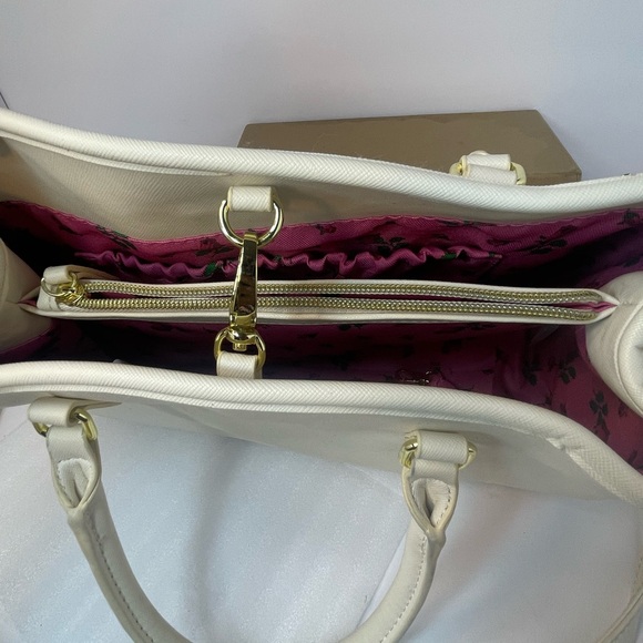 Betsey Johnson Cream Satchel with Gold Heart Accents - Picture 14 of 16